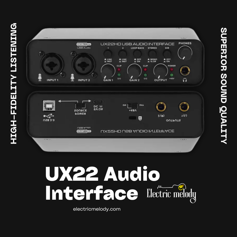 Lokchonk UX22 Audio Interface Sound - USB Recording Interface for Guitar, Mic & PC