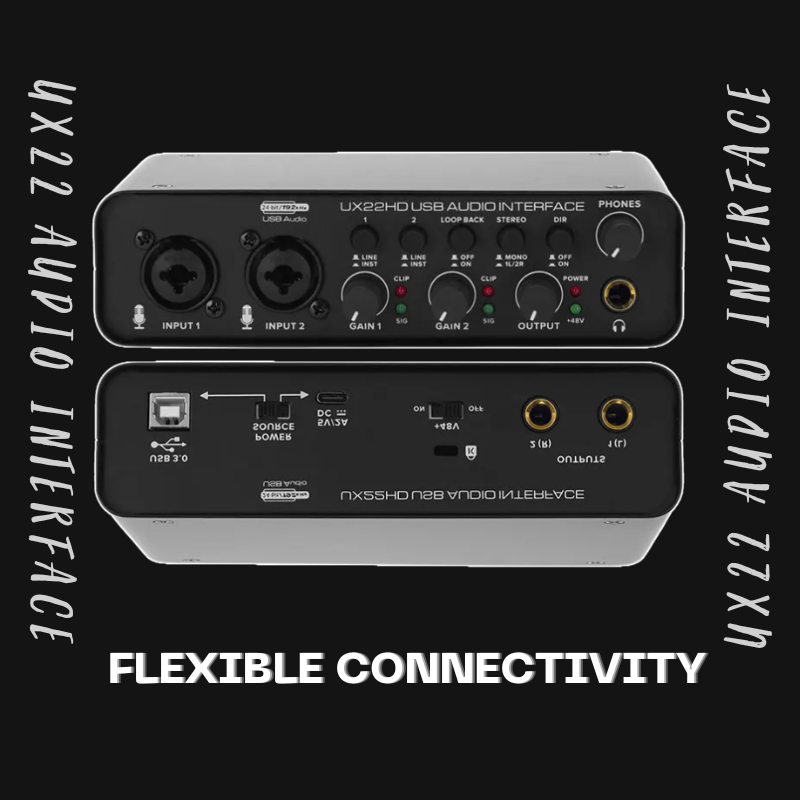 Lokchonk UX22 Audio Interface Sound - USB Recording Interface for Guitar, Mic & PC