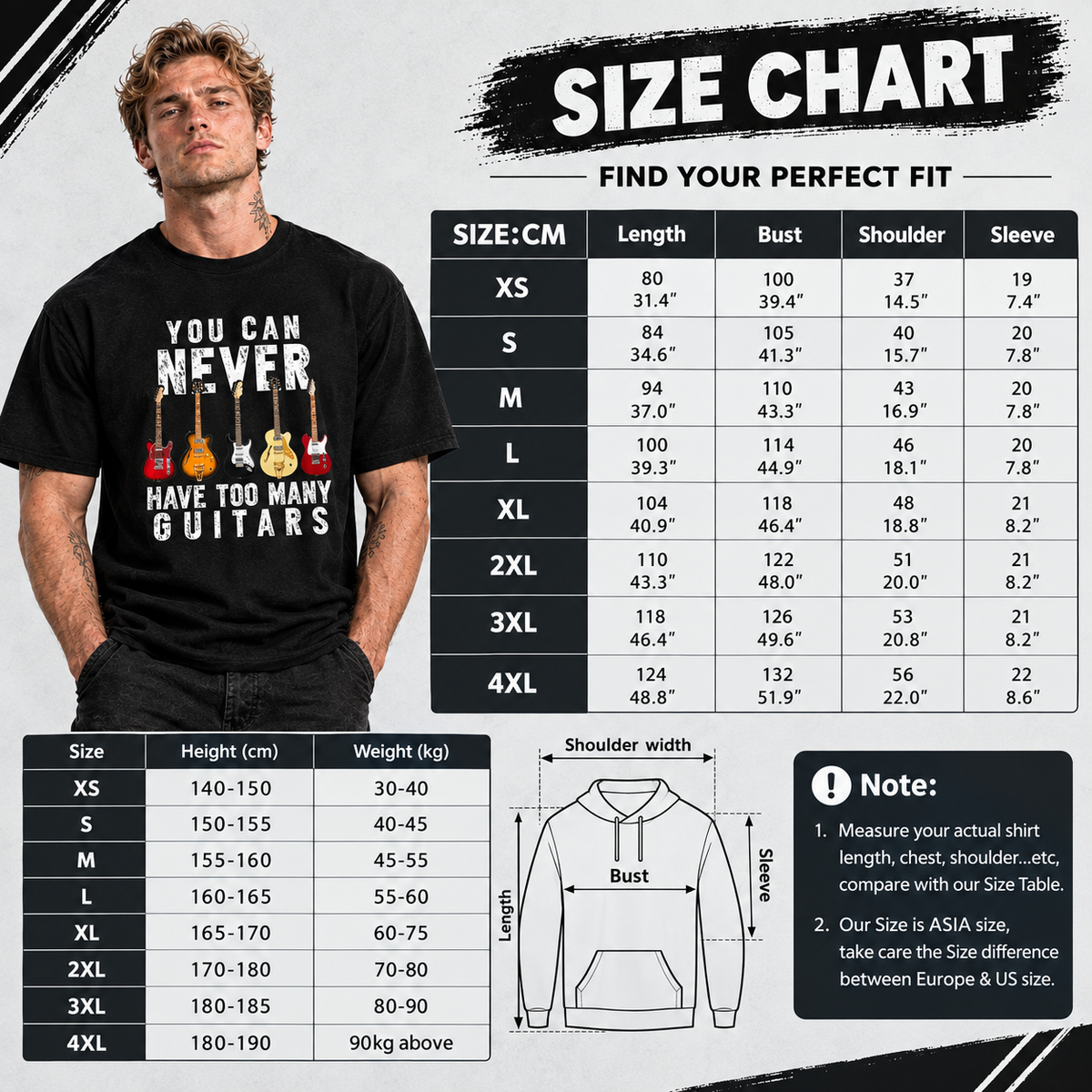 Unisex You Can Never Have Too Many Guitars T-shirt