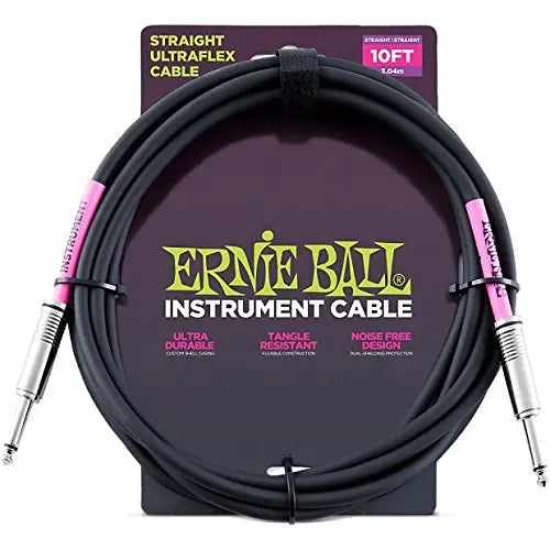 Ernie Ball Instrument Cable Straight / Straight Black Jacket P06048 10FT (3.04m)