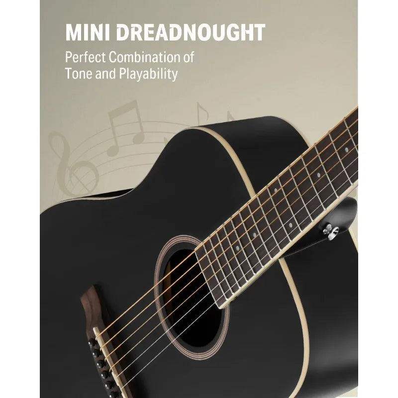 Dreadnought 3/4 Size Black Guitar - Electric Melody Store