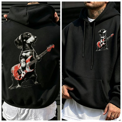 Unisex Dachshund Playing Electric Guitar Hoodie