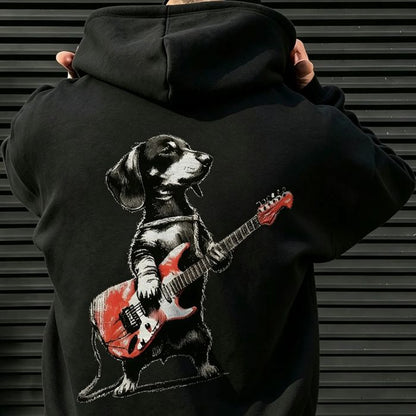 Unisex Dachshund Playing Electric Guitar Hoodie
