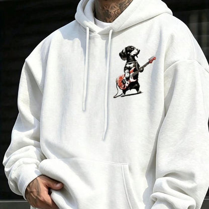 Unisex Dachshund Playing Electric Guitar Hoodie